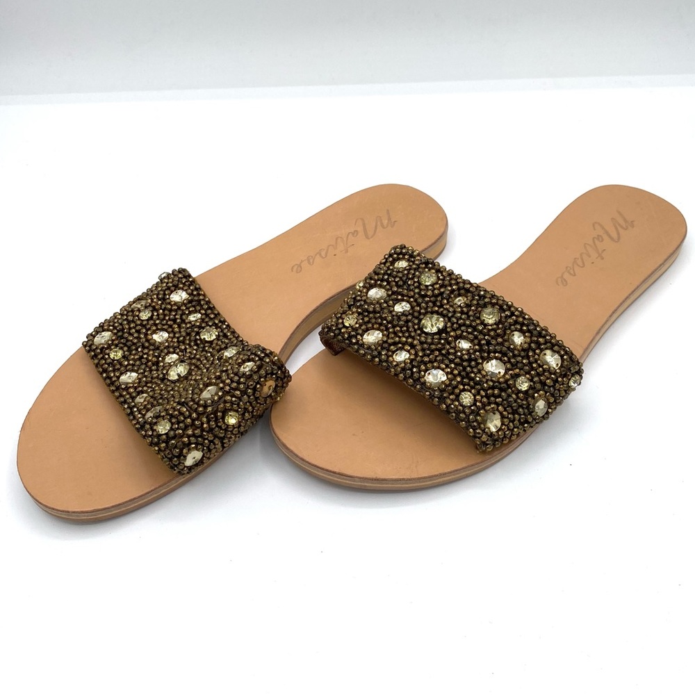 Matisse Brown and Gold Embellished Sandals